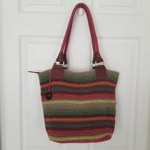 The Sak Cambria rainbow crochet tote bag